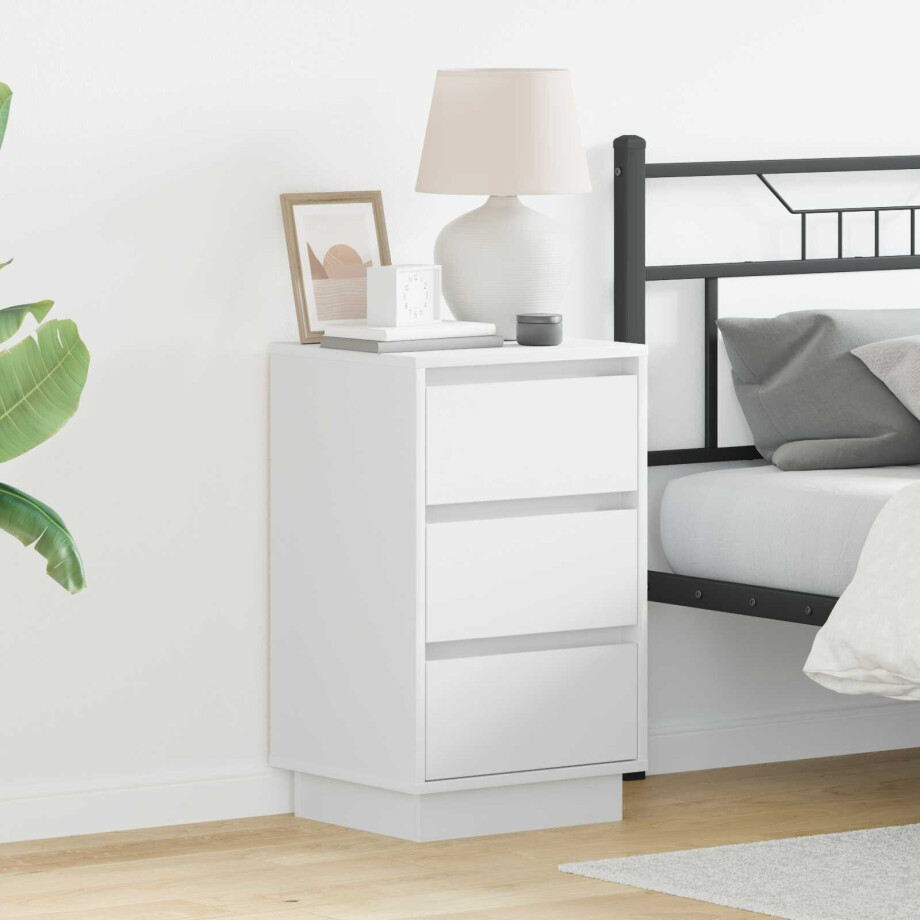 vidaXL Nachtkastje met lade Wit 39 x 34,5 x 65 cm Bewerkt hout vidaXL Nachtkastje met lade Wit 39 x 34,5 x 65 cm Bewerkt hout afbeelding 1