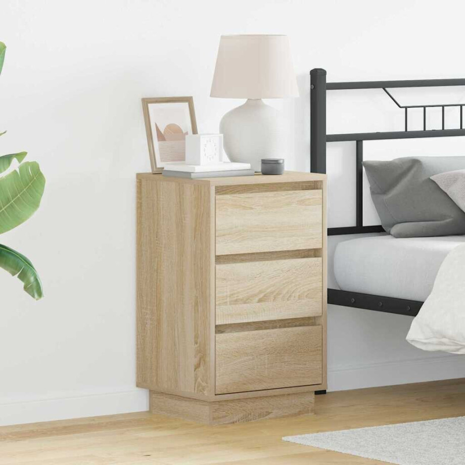 vidaXL Nachtkastje Sonoma Eiken 39 x 34,5 x 65 cm Bewerkt hout afbeelding 1