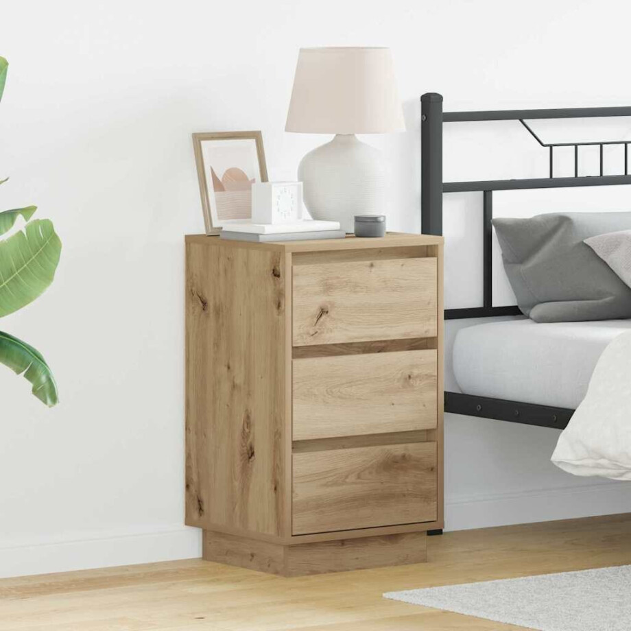 vidaXL Nachtkastje Artisan Eiken 39 x 34,5 x 65 cm Bewerkt hout afbeelding 1