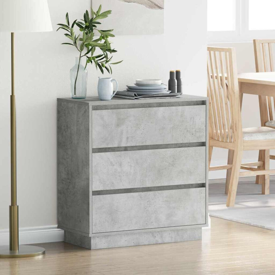 vidaXL Nachtkastje met lade Beton Grijs 71 x 34,5 x 75 cm Bewerkt hout afbeelding 1