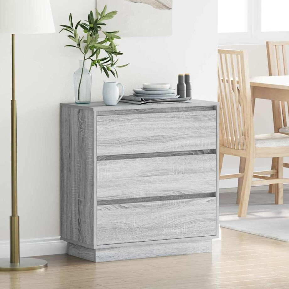 vidaXL Nachtkastje met lade Grijs 71 x 34,5 x 75 cm Bewerkt hout afbeelding 1