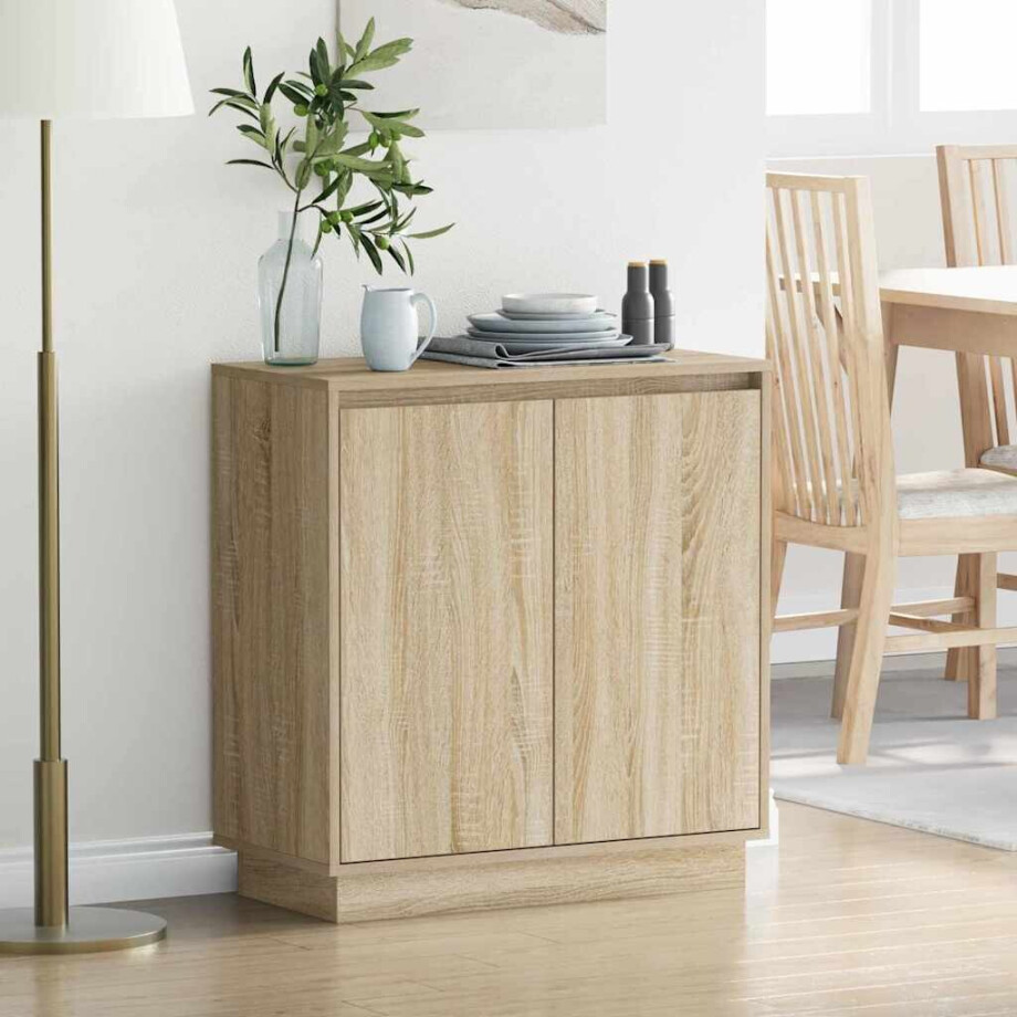 vidaXL LED Sideboard voor Sonoma Eiken 71 x 34,5 x 75 cm Bewerkt hout afbeelding 1