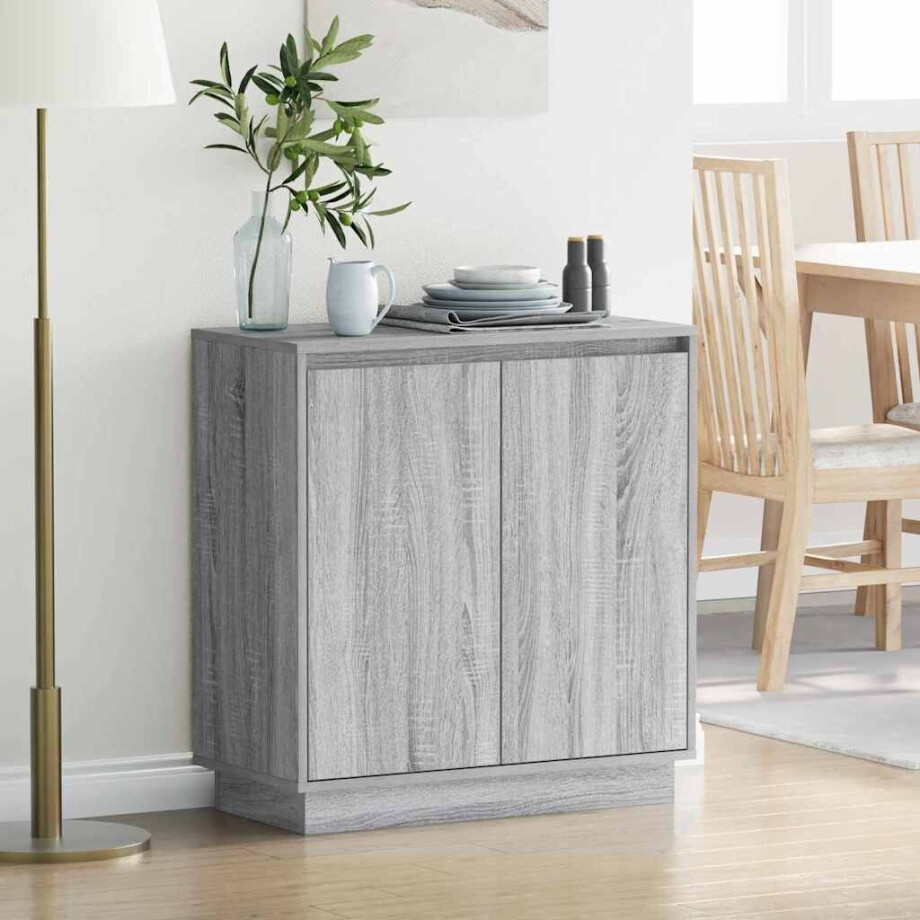 vidaXL LED Sideboard voor Grijs sonoma 71 x 34,5 x 75 cm Bewerkt hout afbeelding 1