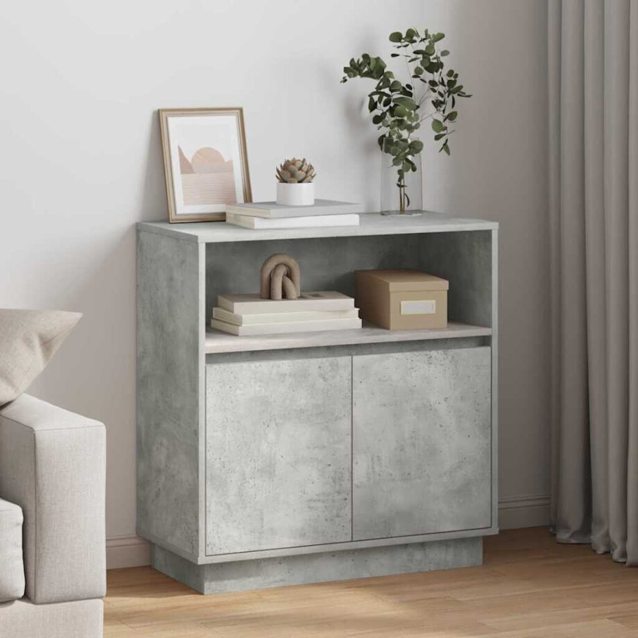 vidaXL LED Sideboard Betongrijs 71 x 34,5 x 75 cm Bewerkt hout afbeelding 1