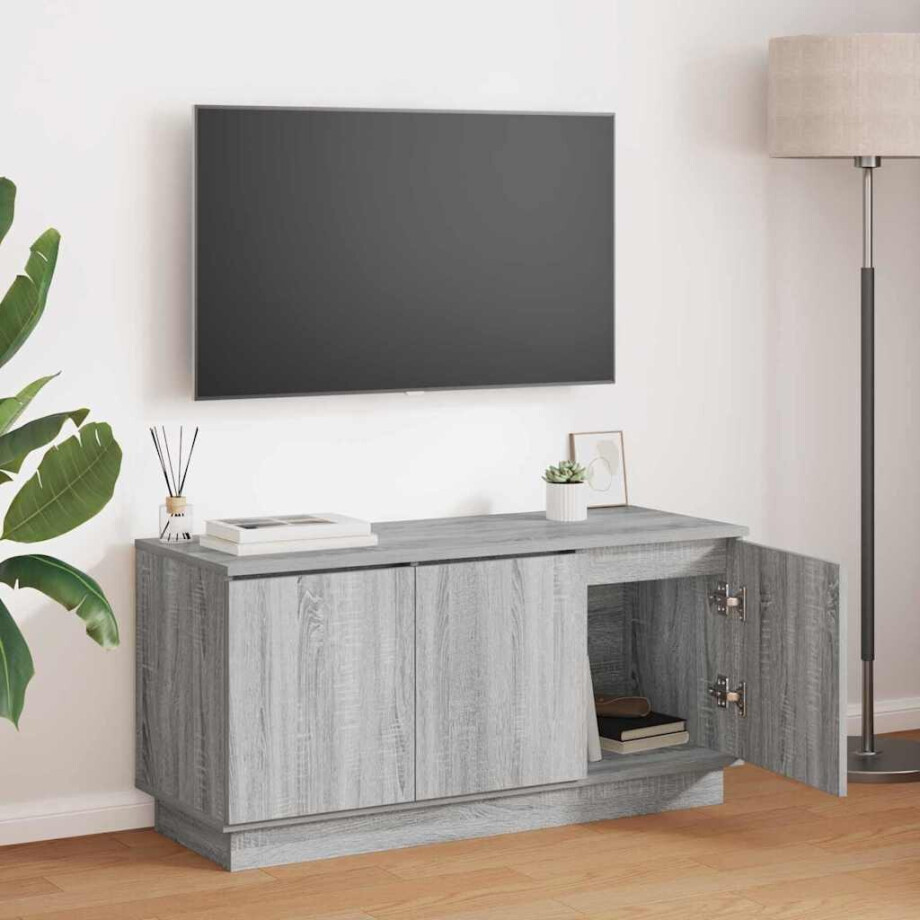 vidaXL TV-kast Grijs Sonoma 100 x 38 x 49 cm Bewerkt hout afbeelding 1
