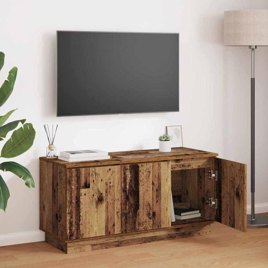 vidaXL TV-kast Oud Hout 100 x 38 x 49 cm Bewerkt hout afbeelding 1