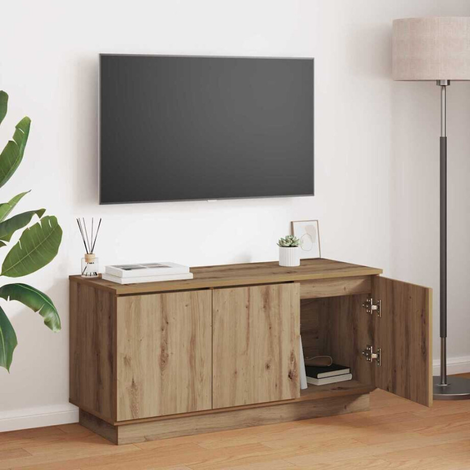 vidaXL TV-kast Artisan Eiken 100 x 38 x 49 cm Bewerkt hout afbeelding 1