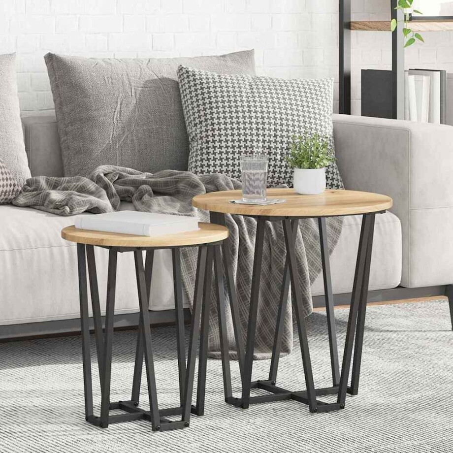 vidaXL Bijzettafelset 2 pcs Artisan Eiken en Zwart afbeelding 1