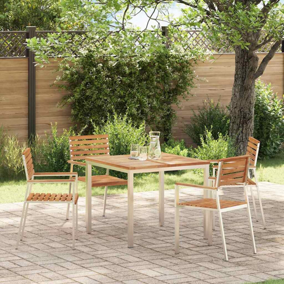 vidaXL EetTafel Bruin 90 x 90 x 75 cm Massief Teakhout afbeelding 1