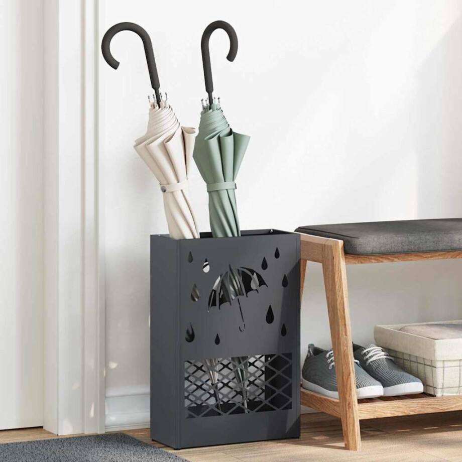 vidaXL Paraplu Standaard Antraciet 28 x 12 x 41 cm Staal afbeelding 1