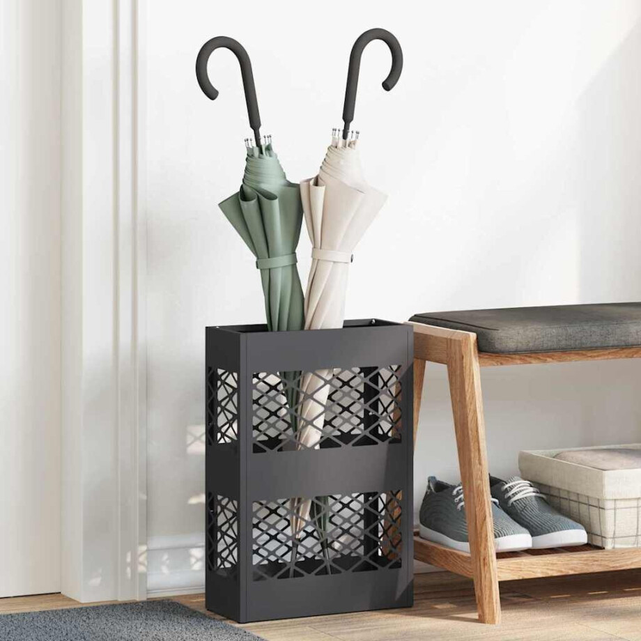 vidaXL Paraplu Standaard Zwart 28 x 12 x 41 cm Staal afbeelding 1