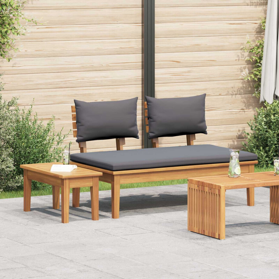 vidaXL Tuinbank en Tafel Set 2 pcs Grijs en Bruin Massief teakhout vidaXL Tuinbank en Tafel Set 2 pcs Grijs en Bruin Massief teakhout afbeelding 1