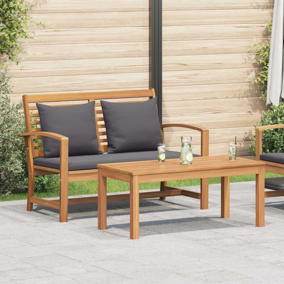vidaXL Bank Bruin en Donkergrijs 110 x 66 x 76 cm Massief Teakhout vidaXL Bank Bruin en Donkergrijs 110 x 66 x 76 cm Massief Teakhout afbeelding 1