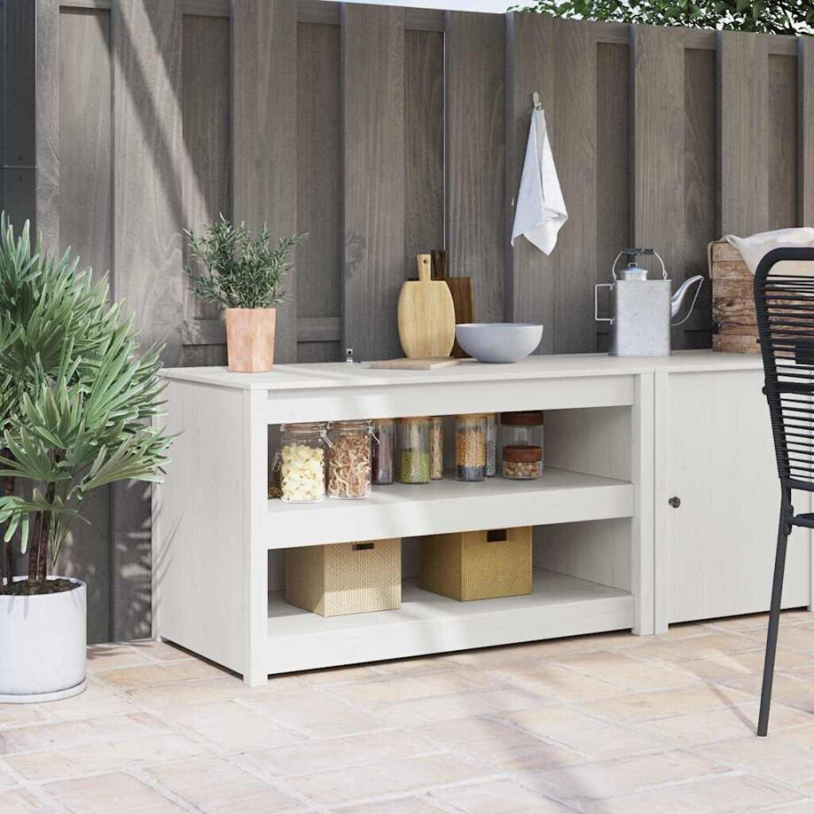 vidaXL Keukenkast MEPPEL Wit 106 x 55 x 64 cm Massief grenenhout vidaXL Keukenkast MEPPEL Wit 106 x 55 x 64 cm Massief grenenhout afbeelding 1