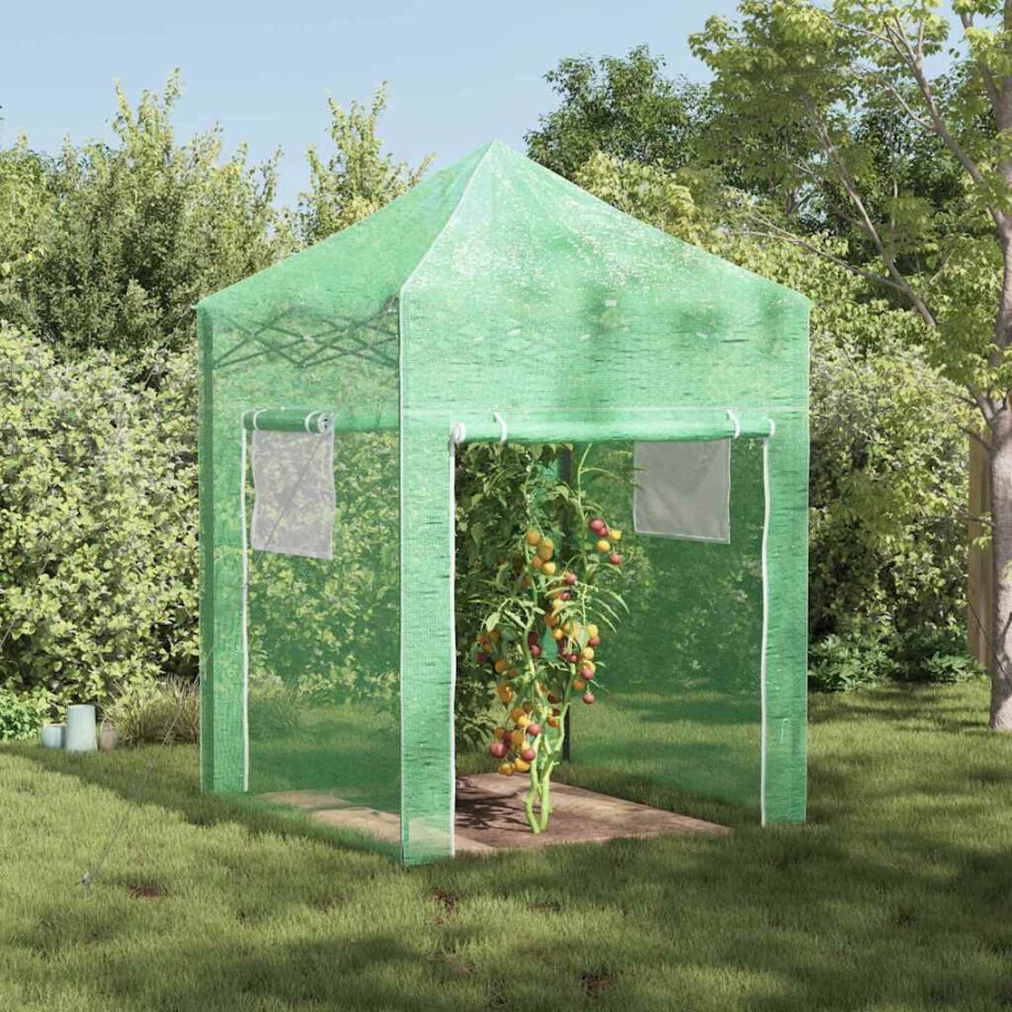vidaXL Kas met pop-up frame met dak Groen 200 x 200 x 300 cm IJzer vidaXL Kas met pop-up frame met dak Groen 200 x 200 x 300 cm IJzer afbeelding 1