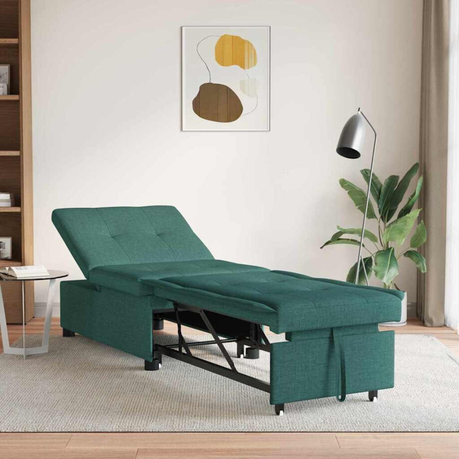 vidaXL Uittrekbare Slaapbank Donkergroen 194 x 50 x 82 cm Stof vidaXL Uittrekbare Slaapbank Donkergroen 194 x 50 x 82 cm Stof afbeelding 1