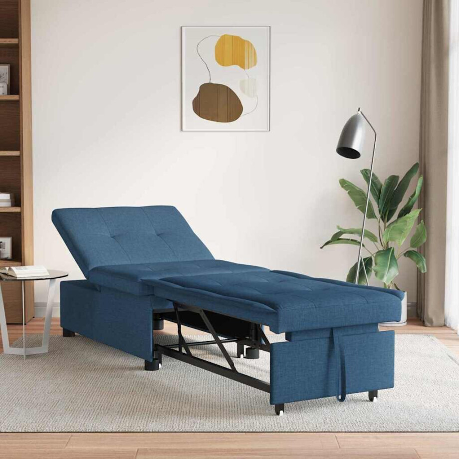 vidaXL Uittrekbare sofa bed Blauw 194 x 50 x 82 cm Multiplex vidaXL Uittrekbare sofa bed Blauw 194 x 50 x 82 cm Multiplex afbeelding 1