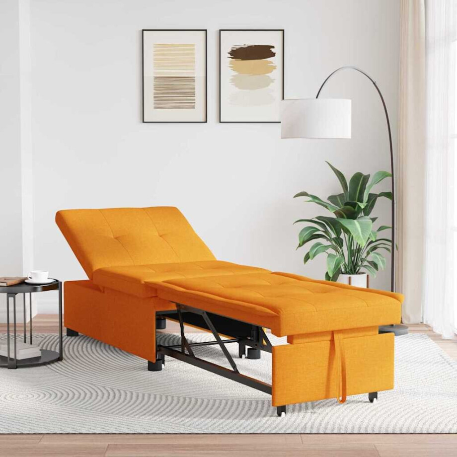 vidaXL Uittrekbare Slaapbank Donkergeel 194 x 50 x 82 cm Stof vidaXL Uittrekbare Slaapbank Donkergeel 194 x 50 x 82 cm Stof afbeelding 1