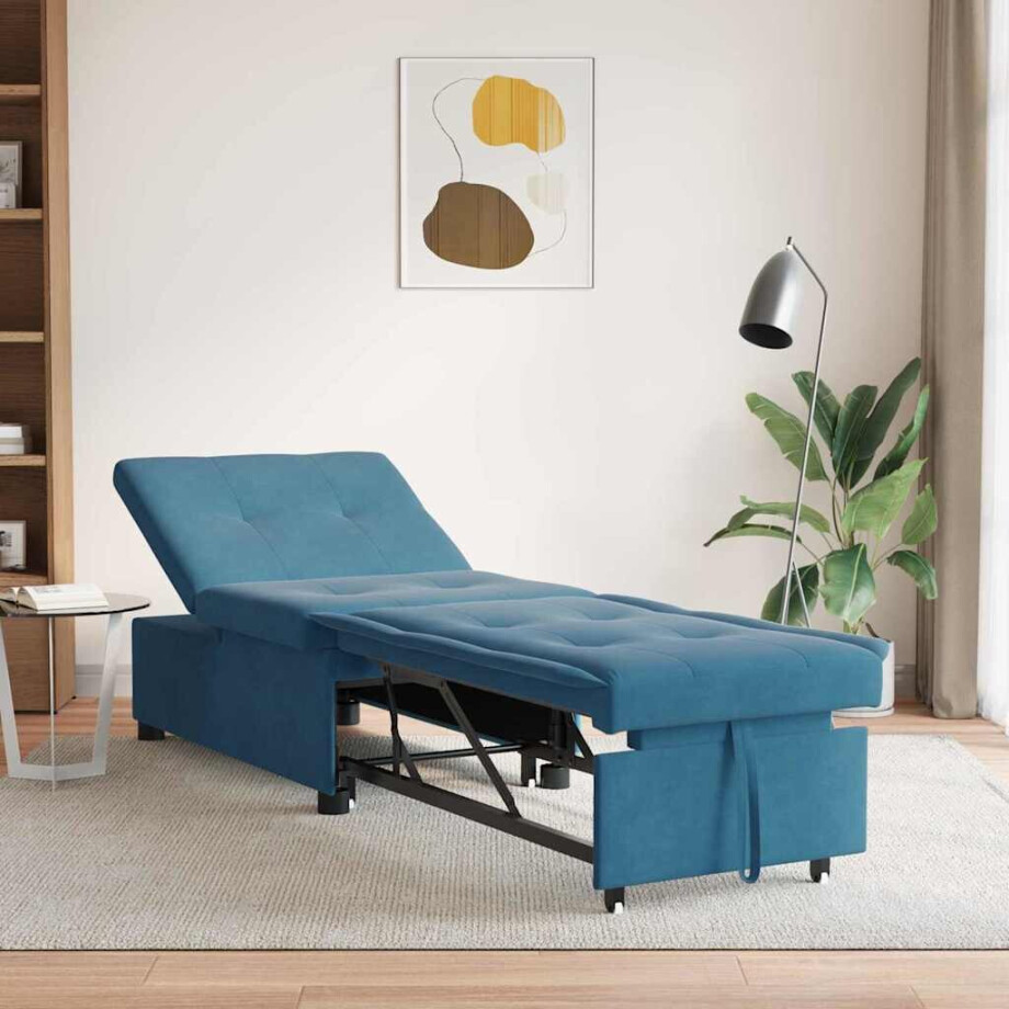 vidaXL Slaapbank Blauw 194 x 67 x 82 cm Fluweel vidaXL Slaapbank Blauw 194 x 67 x 82 cm Fluweel afbeelding 1