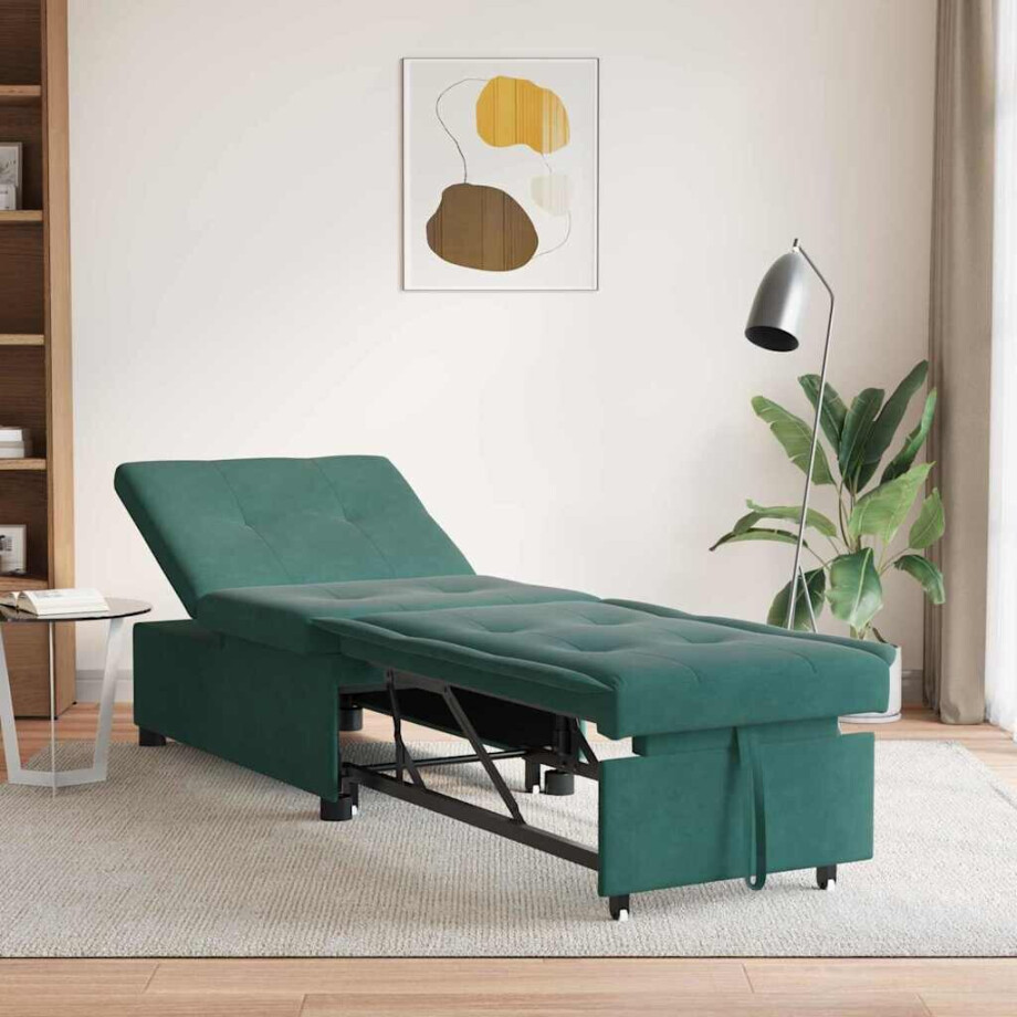 vidaXL Slaapbank Donkergroen 194 x 67 x 82 cm Fluweel vidaXL Slaapbank Donkergroen 194 x 67 x 82 cm Fluweel afbeelding 1