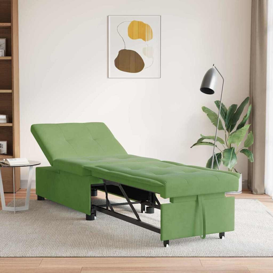 vidaXL Slaapbank Lichtgroen 194 x 67 x 82 cm Fluweel vidaXL Slaapbank Lichtgroen 194 x 67 x 82 cm Fluweel afbeelding 1