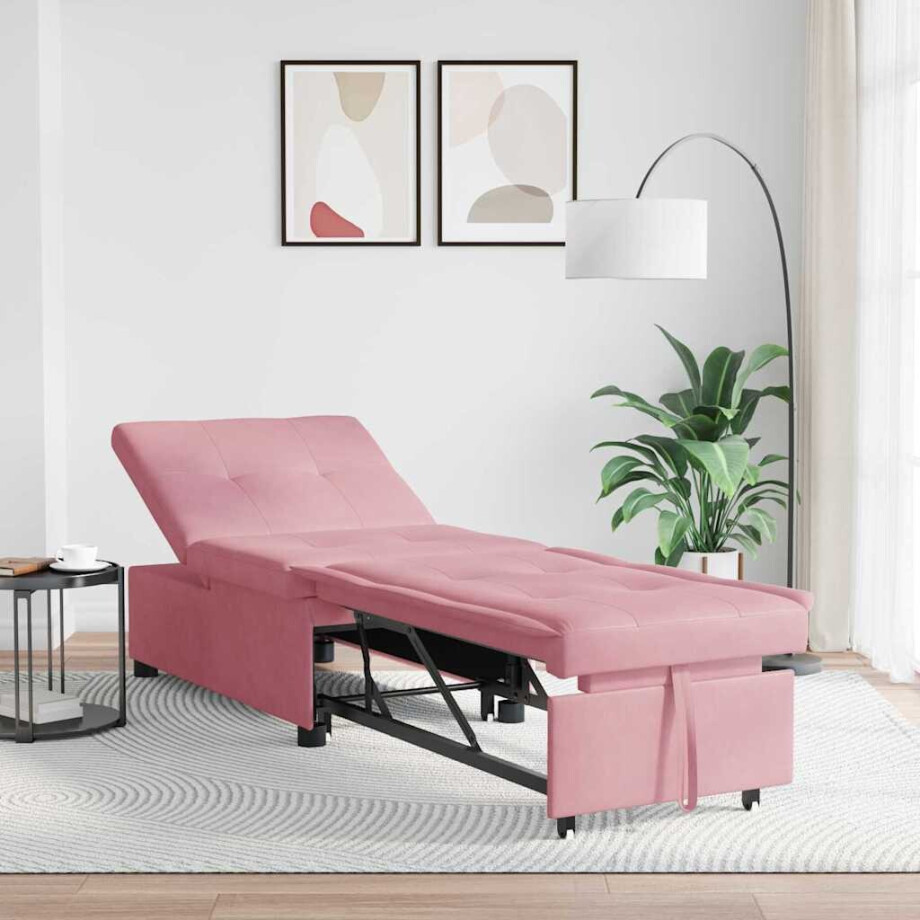 vidaXL Slaapbank Roze 194 x 67 x 82 cm Fluweel afbeelding 1