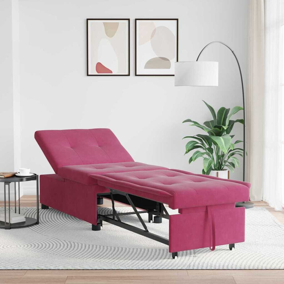 vidaXL Slaapbank Wijnrood 194 x 67 x 82 cm Fluweel vidaXL Slaapbank Wijnrood 194 x 67 x 82 cm Fluweel afbeelding 1