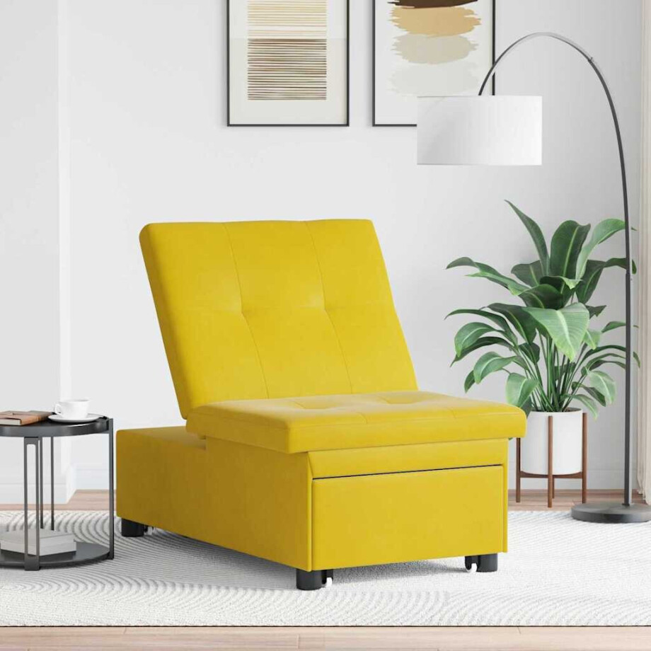 vidaXL Slaapbank Geel 194 x 67 x 82 cm Fluweel vidaXL Slaapbank Geel 194 x 67 x 82 cm Fluweel afbeelding 1