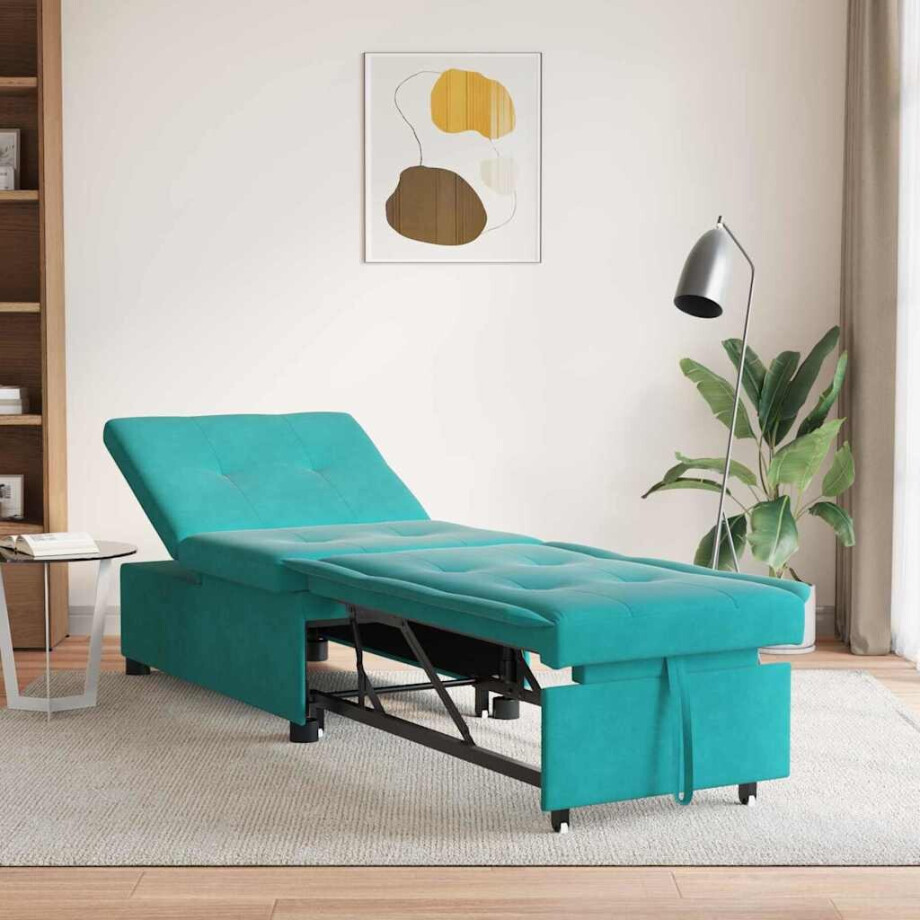 vidaXL Slaapbank Turquoise 194 x 67 x 82 cm Fluweel vidaXL Slaapbank Turquoise 194 x 67 x 82 cm Fluweel afbeelding 1
