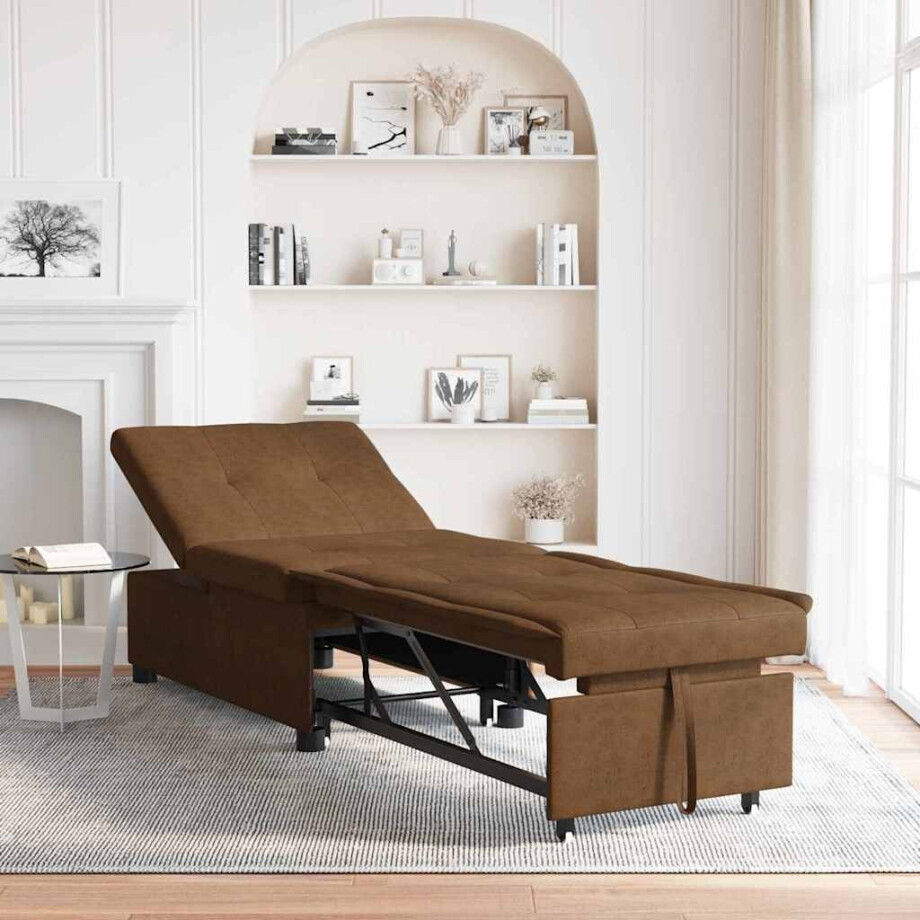vidaXL Slaapbank Bruin 194 x 67 x 82 cm Huahua Stof vidaXL Slaapbank Bruin 194 x 67 x 82 cm Huahua Stof afbeelding 1
