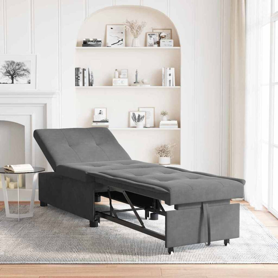 vidaXL Uittrekbare Slaapbank Donkergrijs 194 x 67 x 82 cm Microvezel afbeelding 1
