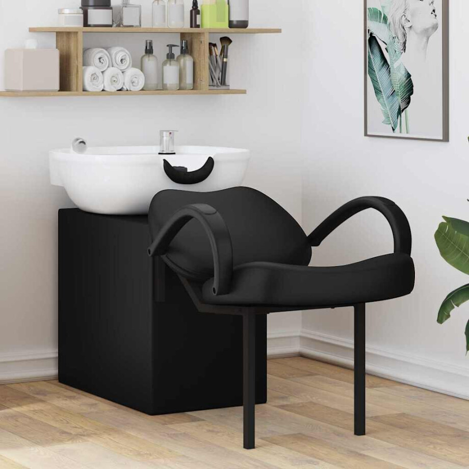 vidaXL Shampoo Stoel Zwart en Wit 136 x 60 x 92 cm PVC vidaXL Shampoo Stoel Zwart en Wit 136 x 60 x 92 cm PVC afbeelding 1