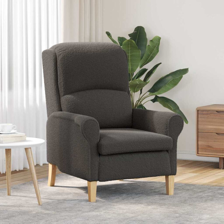 vidaXL Fauteuil Donkergrijs Zachte Sherpa stof vidaXL Fauteuil Donkergrijs Zachte Sherpa stof afbeelding 1