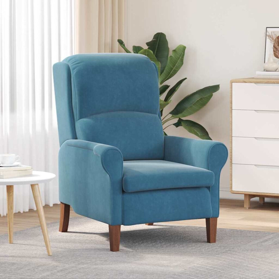 vidaXL Fauteuil Blauw 76 x 94 x 102 cm Fluweel afbeelding 1