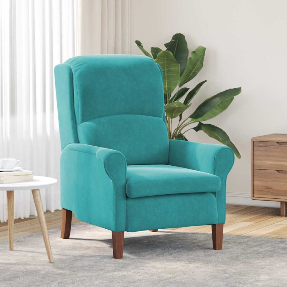 vidaXL Fauteuil Turquoise 76 x 94 x 102 cm Fluweel afbeelding 1