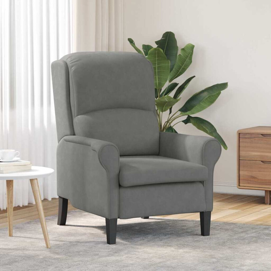 vidaXL Fauteuil Donkergrijs 76 x 94 x 102 cm Microvezel afbeelding 1