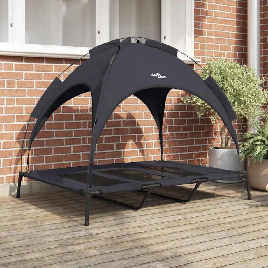 vidaXL Hondenbed Zwart 122 x 93 x 106,5 cm Staal afbeelding 1