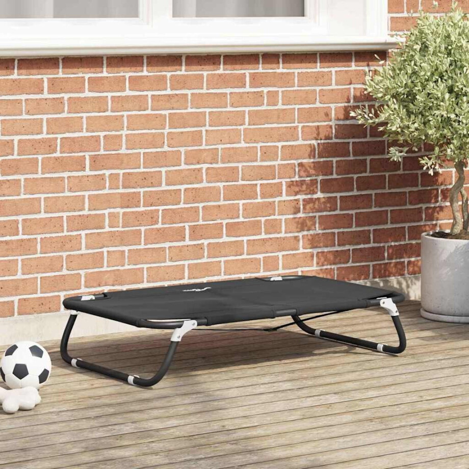 vidaXL Hondenbed Zwart 90 x 55 x 18 cm Staal afbeelding 1