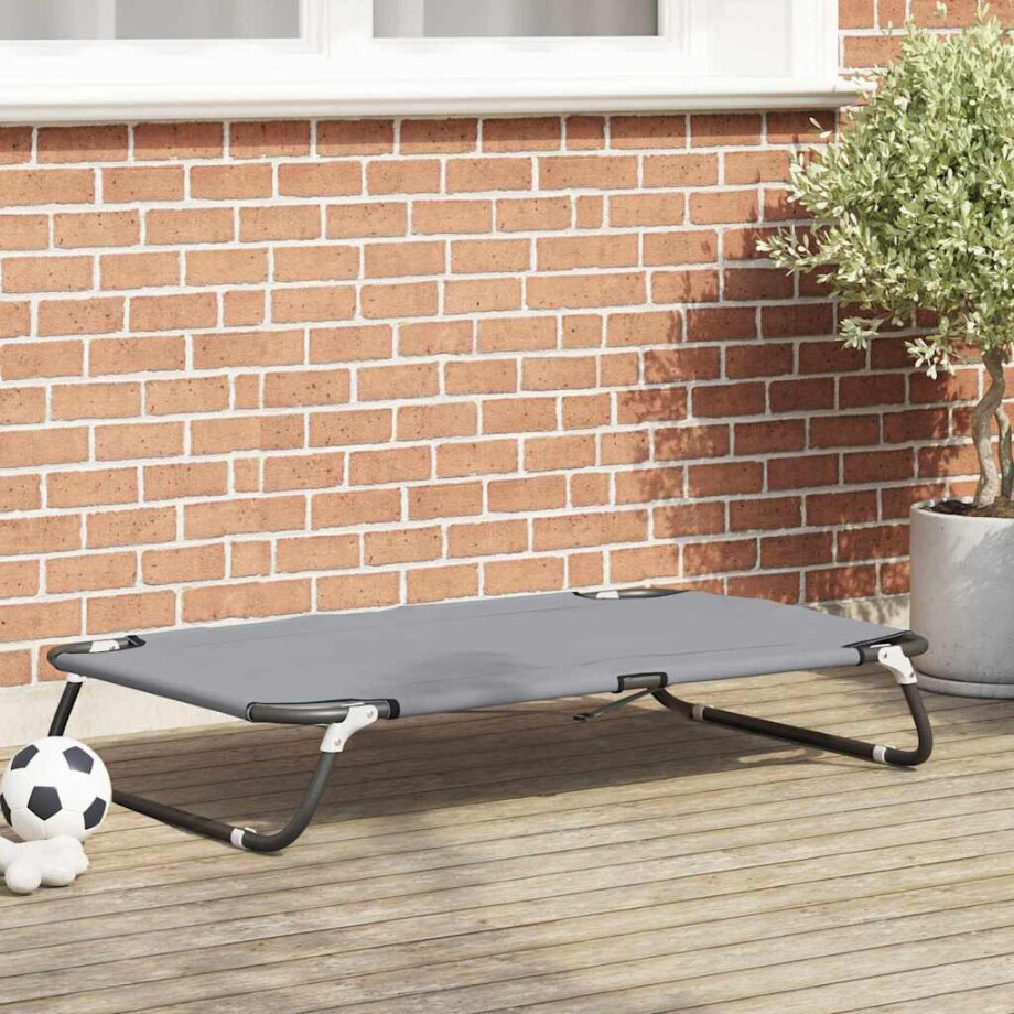 vidaXL Hondenbed Lichtgrijs 90 x 55 x 18 cm Staal vidaXL Hondenbed Lichtgrijs 90 x 55 x 18 cm Staal afbeelding 1