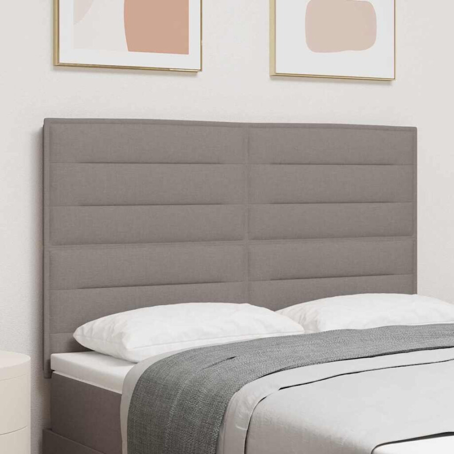 vidaXL Hoofdbord Taupe 144 cm Stof afbeelding 1