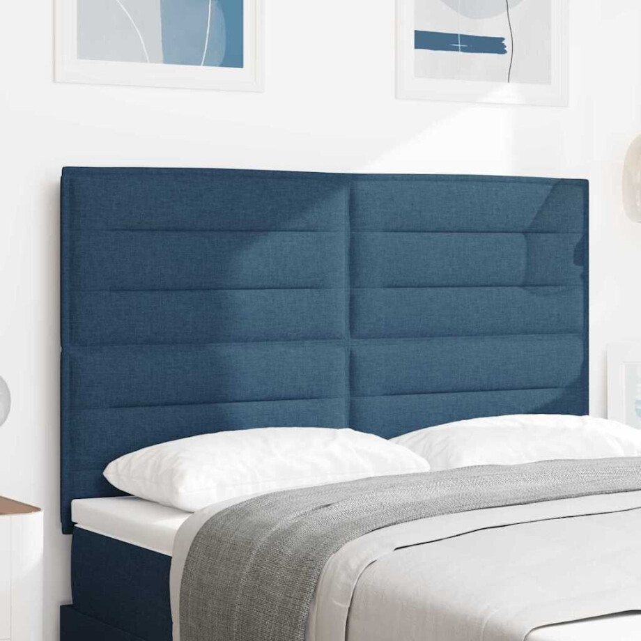vidaXL Hoofdbord Blauw 144 cm Stof afbeelding 1