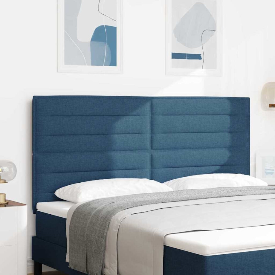 vidaXL Hoofdbord Blauw 180 cm Stof afbeelding 1