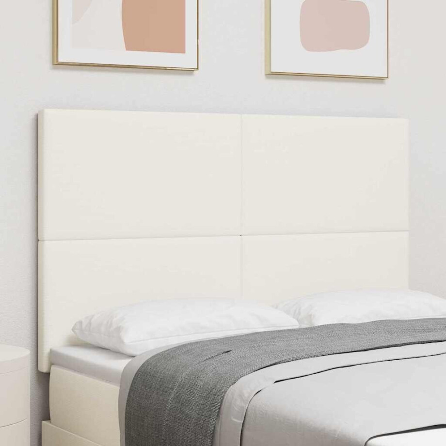 vidaXL Hoofdbord Crème 144 cm Katoen Stof afbeelding 1