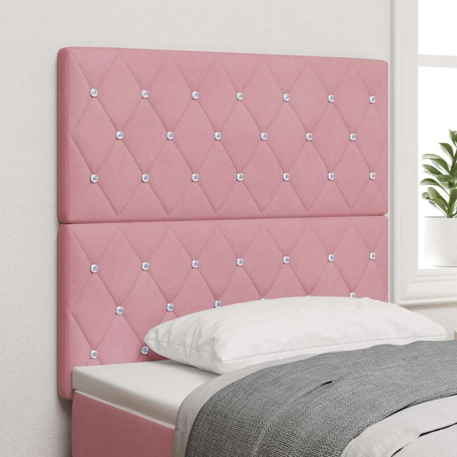 vidaXL Hoofdbord Roze 90 cm Fluweel afbeelding 1
