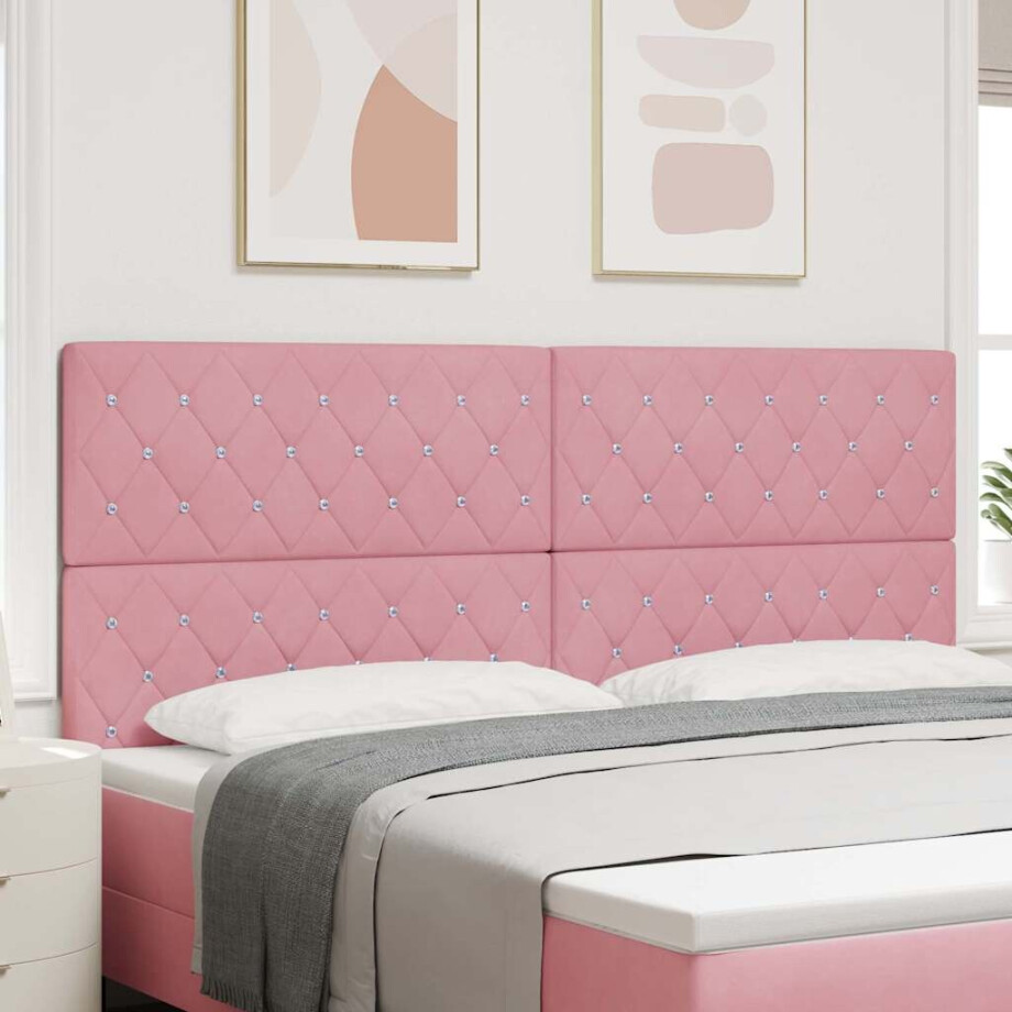 vidaXL Hoofdbord Roze 200 cm Fluweel afbeelding 1