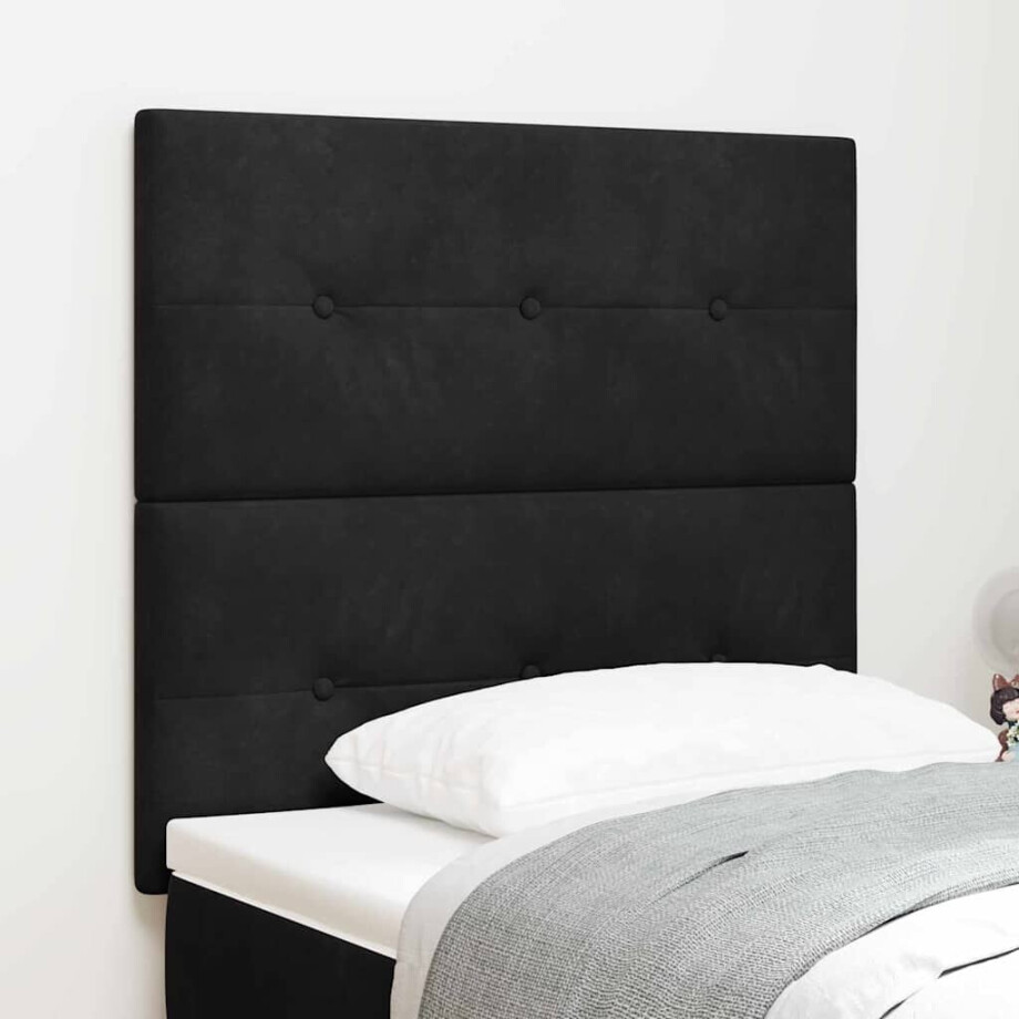 vidaXL Hoofdbord Zwart 90 cm Fluweel afbeelding 1