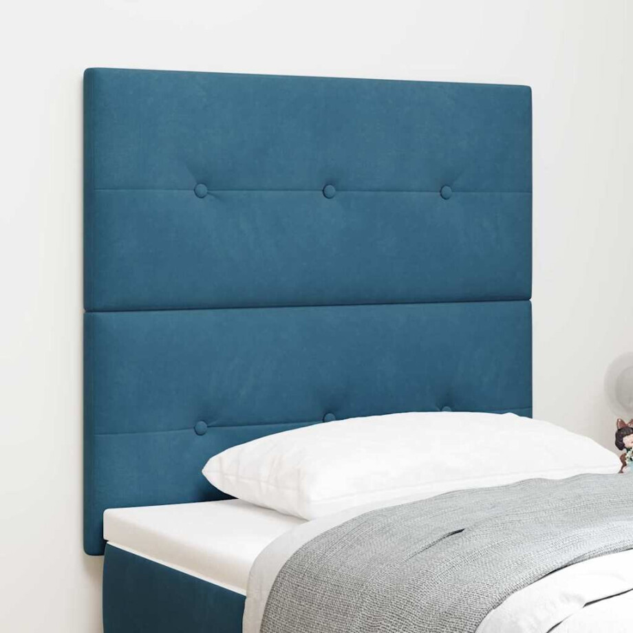 vidaXL Hoofdbord Donkerblauw 90 cm Fluweel vidaXL Hoofdbord Donkerblauw 90 cm Fluweel afbeelding 1