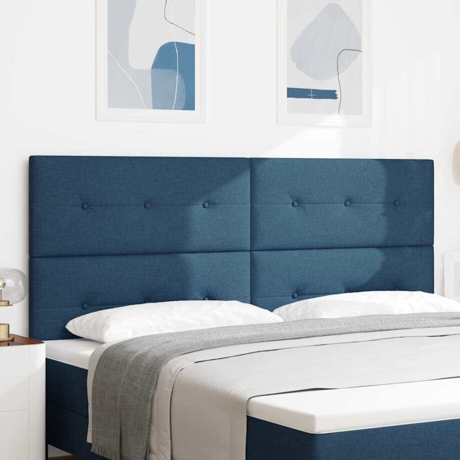 vidaXL in hoogte verstelbaar hoofdbord Blauw 200 cm Stof afbeelding 1