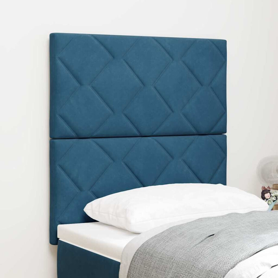 vidaXL Hoofdbord Donkerblauw 80 cm Fluweel vidaXL Hoofdbord Donkerblauw 80 cm Fluweel afbeelding 1