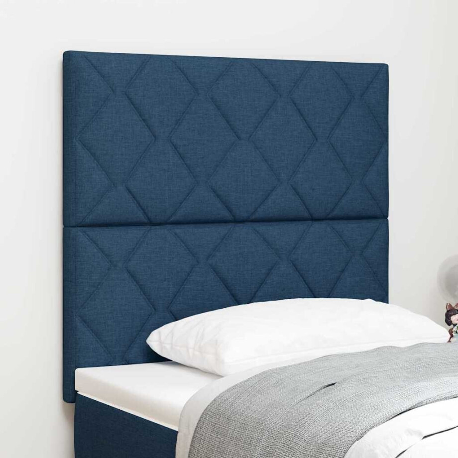 vidaXL Hoofdbord Blauw 90 cm Stof afbeelding 1